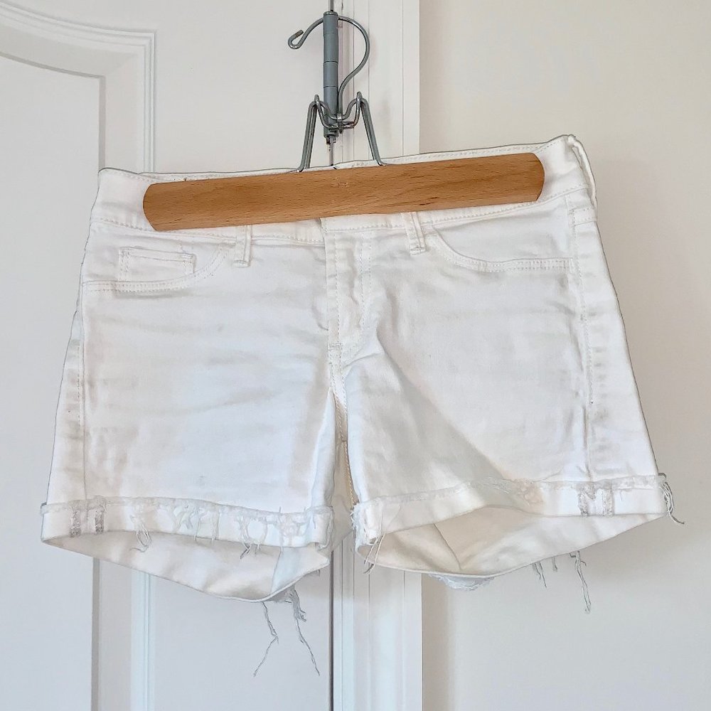 Abercrombie & Fitch Low Rise White Denim Shorts